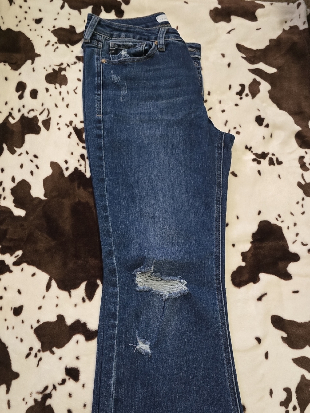 KanCan Dark Blue Distressed Flare Jeans